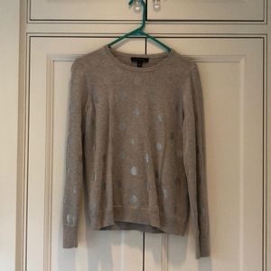 Ann Taylor gray soft sweater with cute silver dots